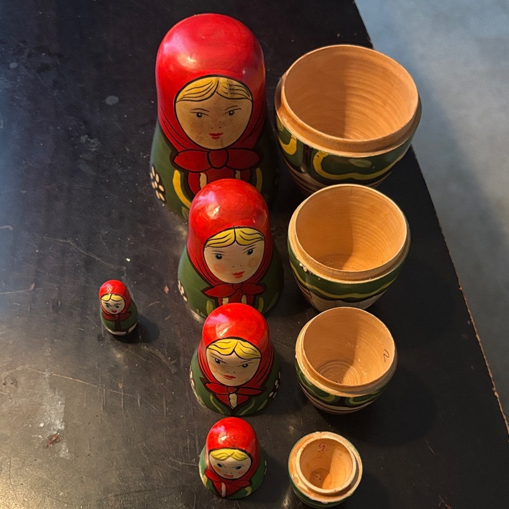 Set of Five Russian Matryoshka Nesting Wooden Traditional Dolls Made In China - Picture 11 of 14